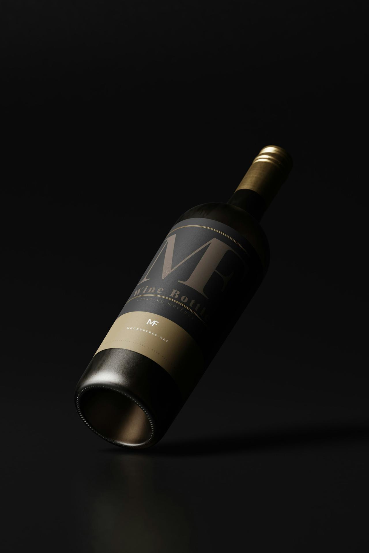 Wine Bottle Close-up Mockups, Download PSD Mockup Files from https://mockupfree.net